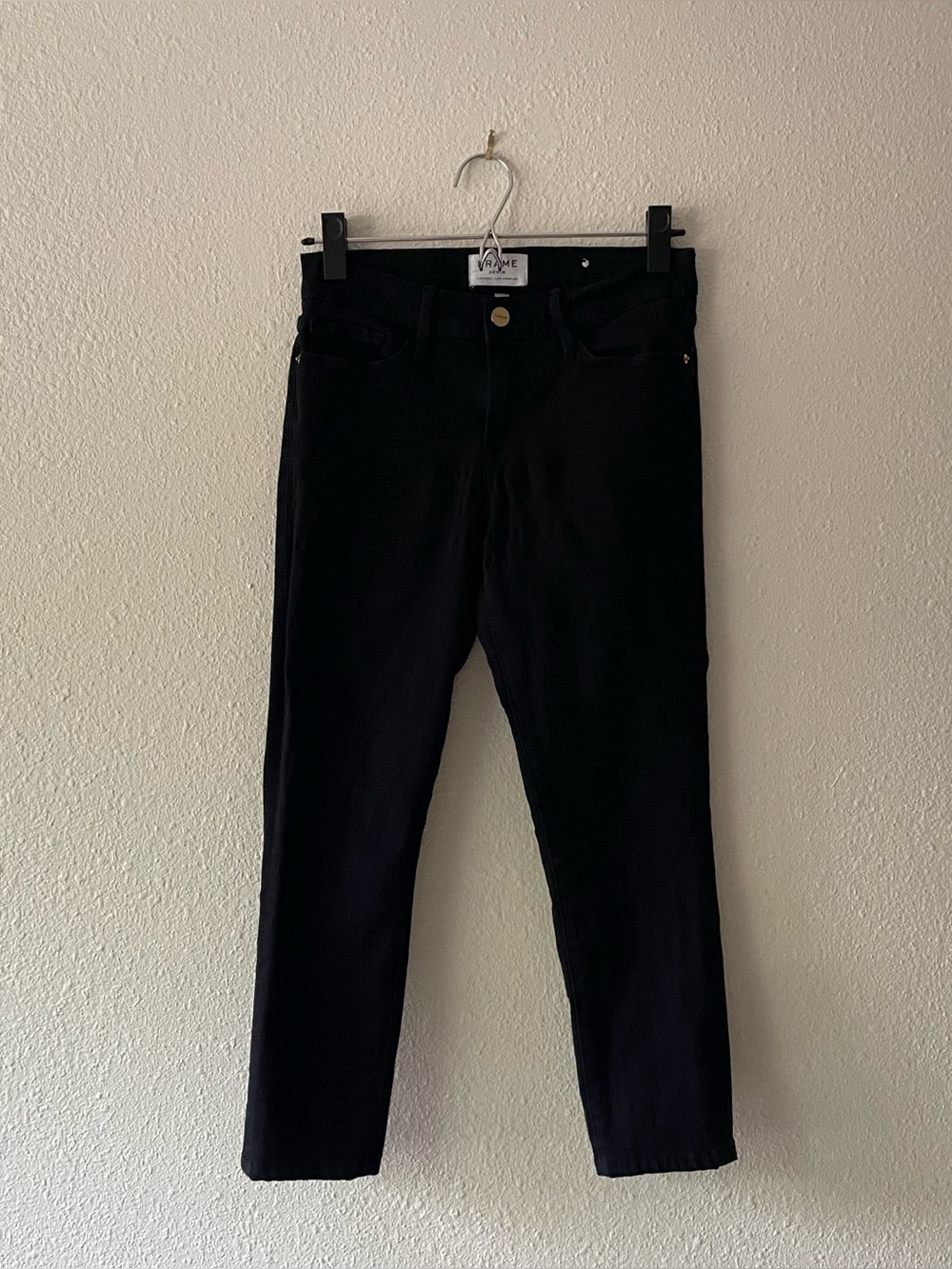 FRAME Le Skinny de Jeanne Film Noir Black Jeans Womens 27 Ankle Stretch USA